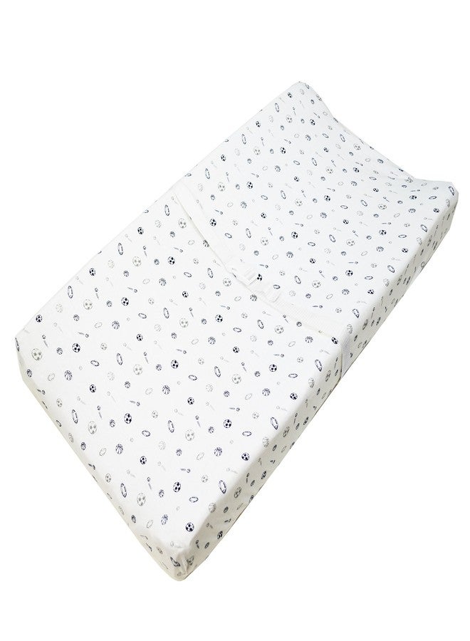 TL Care Printed 100% Cotton Knit Fitted Contoured Changing Table Pad Cover/Sheet - Compatible with Mika Micky Bassinet, Navy/Gray Sports, for Boys and Girls - Image 1